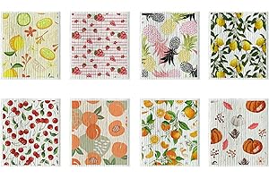 Hugs Living Swedish Dish Cloth, 8 Pack Reusable Sponge Cleaning Cloths, Lint-Free Super Absorbent and Fast Dry, for Kitchen B