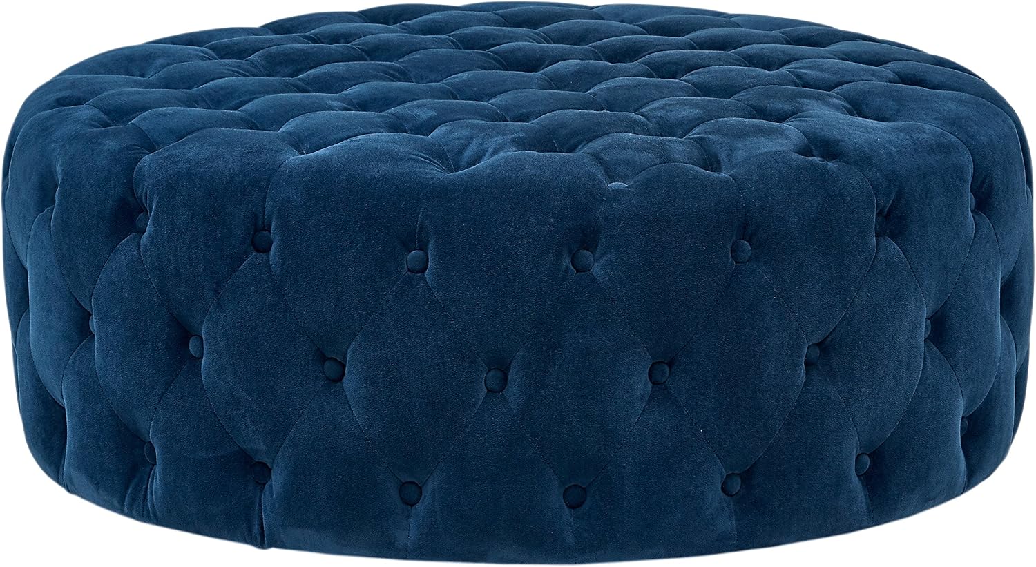 Amazon Com Amazon Brand Rivet Cliff Mid Century Modern Round Tufted Velvet Pouf Ottoman 39 W Navy Furniture Decor