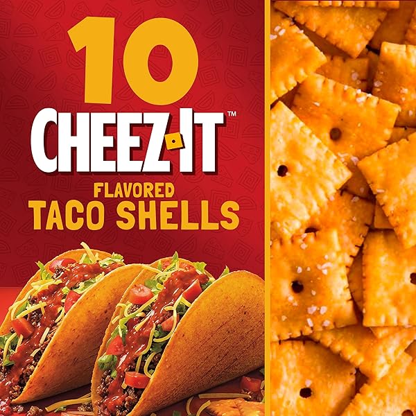 ORTEGA CHEEZ-IT FLAVORED TACO SHELLS, HARD TACO SHELLS MADE WITH CHEEZ-IT FLAVOR, 10 COUNT, 4.6 OUNCE