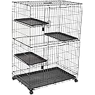 AmazonBasics Large 3-Tier Cat Cage Playpen Box Crate Kennel - 36 x 22 x 51 Inches, Black