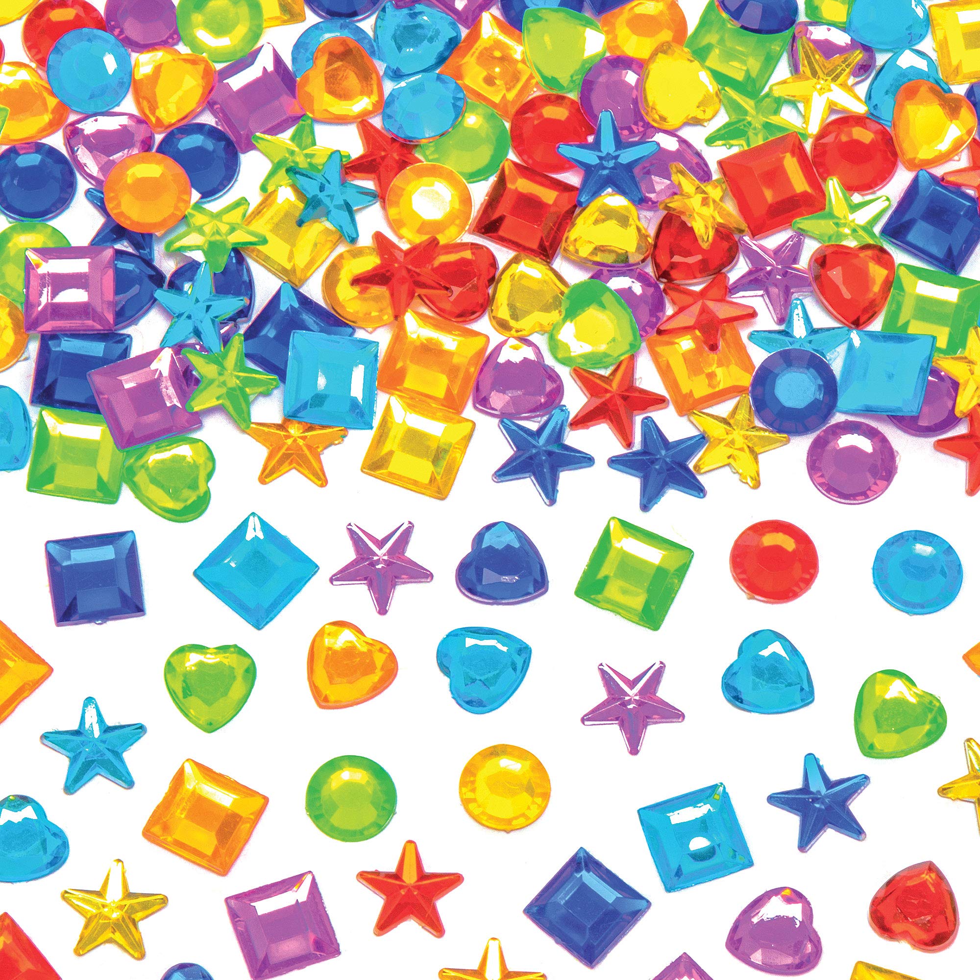 Baker Ross AT706 Rainbow Colours Self-Adhesive Acrylic Jewels - Pack of 200, Assorted Jewel Sticker Craft Embellishments for Kids Arts and Crafts Decorating