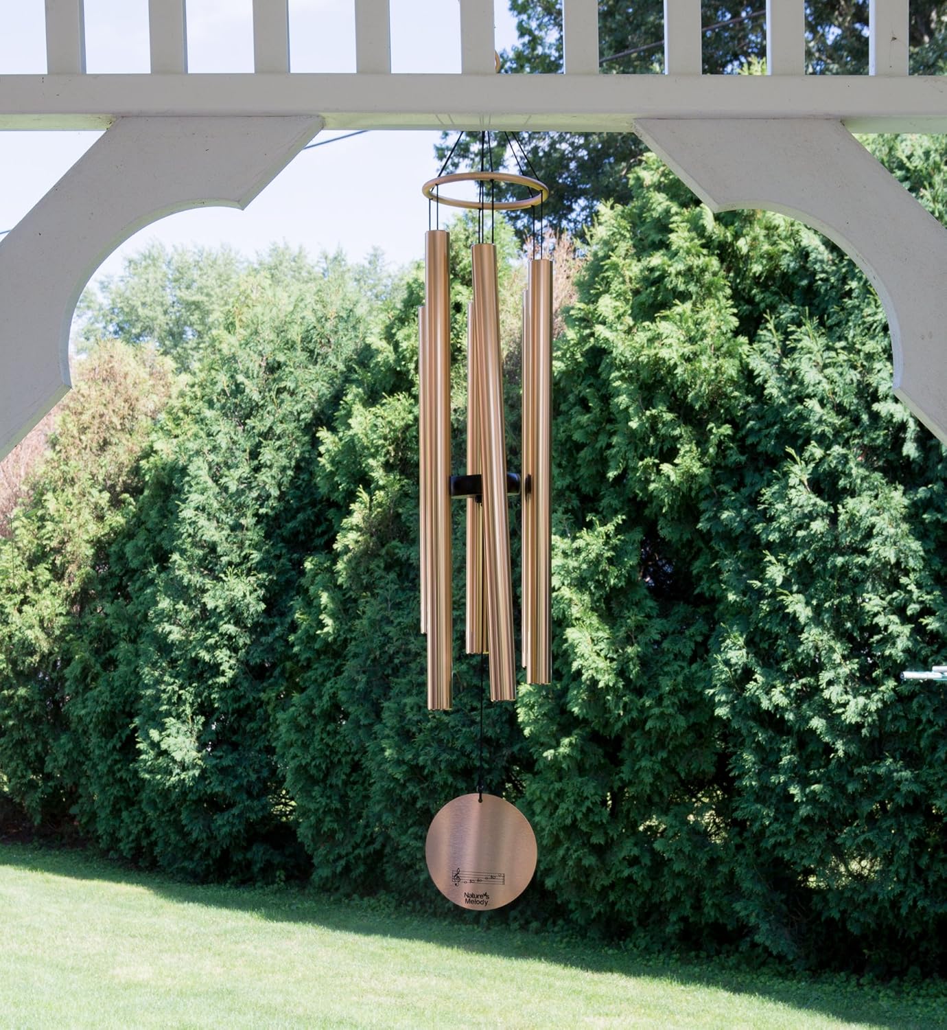 Nature’s Melody Aureole Tunes Wind Chimes – Outdoor Windchime with 6 Tubes Tuned to B Pentatonic Scale, 100% Rustproof Aluminum, Powder Finish & S Hook Hanger for Sympathy, Memorial Gift or Zen Garden : Garden & Outdoor