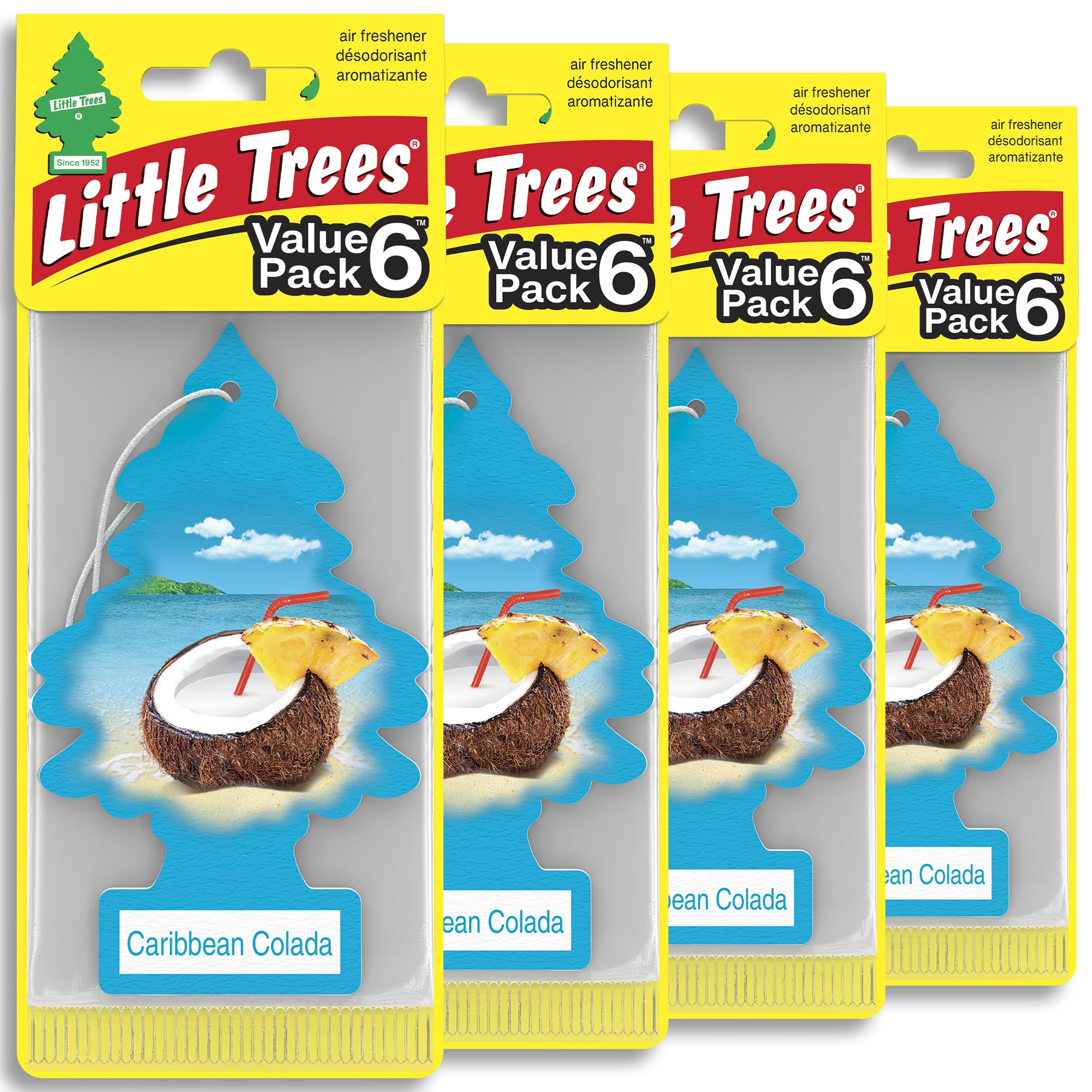 LITTLE TREES Car Air Freshener | Hanging Tree Provides Long Lasting Scent for Auto and Home | 24 Air Fresheners |Caribbean Colada