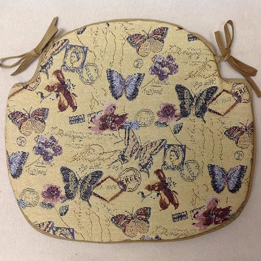 SET OF 4 BUTTERFLY MARIPOSA DESIGN SPINDLE BACK SHAPED CHAIR SEAT PADS