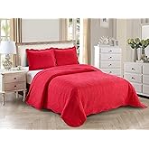 Home Collection Kids Zone 2pc Twin/Twin XL Over Size Elegant Embossed Bedspread Set Light Weight Solid Red New# Stacy