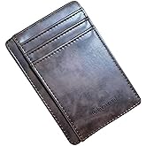 Choinn Slim Wallet for Men, Leather Front Pocket Thin Mens Wallet RFID Credit Card Holder for Men, Medium Size