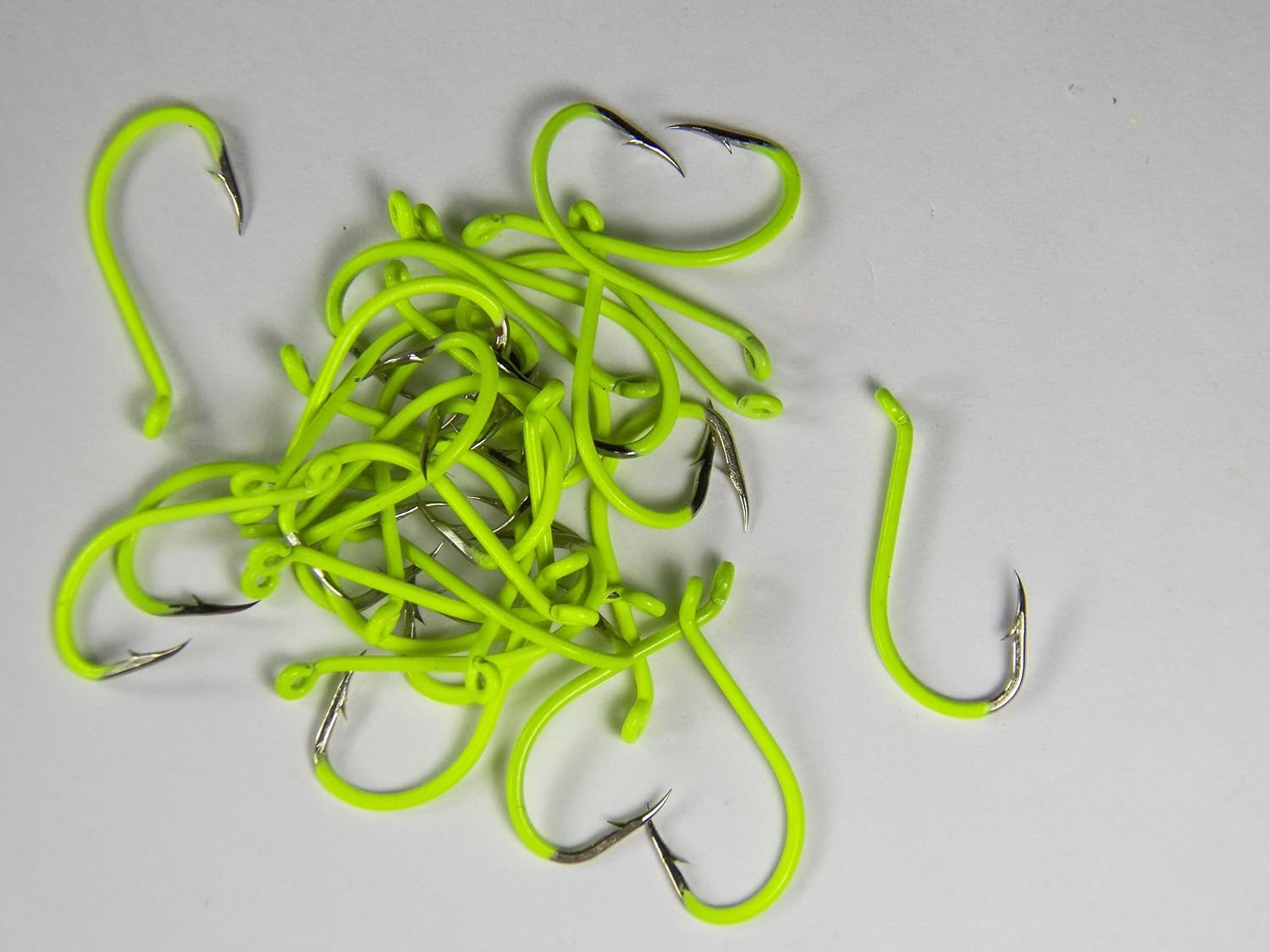 30 Eagle Claw Octopus Fish Hooks Chartreuse Finish lazer