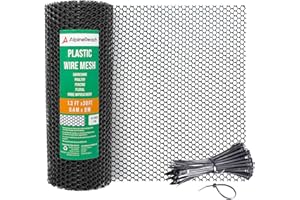 AlpineReach Plastic Wire Mesh 1.3ft x 30ft (15.7" x 360") Fence Roll with Zip Ties - Ideal for Poultry, Dogs, Rabbit Barrier & Gardening, Durable Chicken Mesh, Versatile Rigid Fencing & Netting, Black