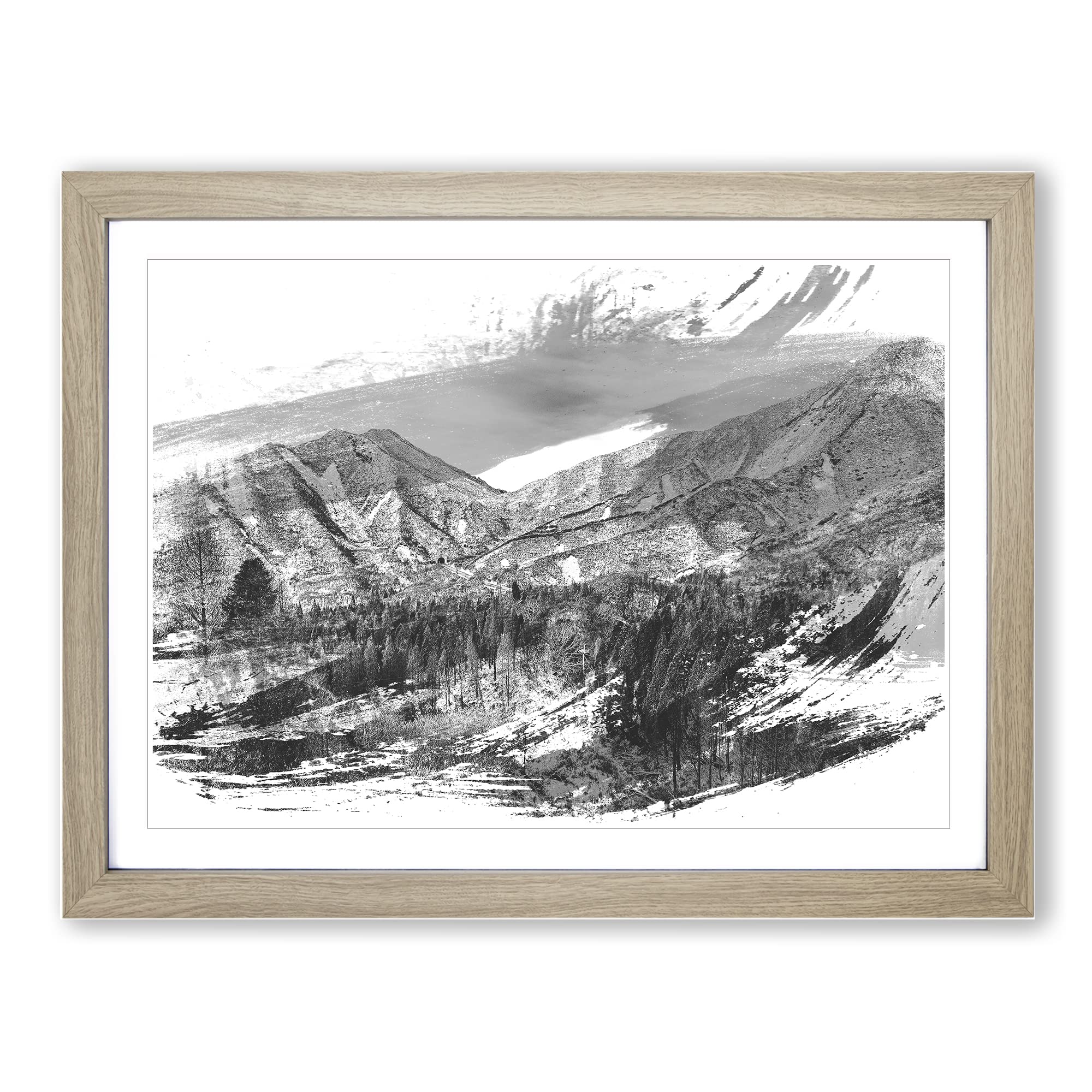 Landscape Aso Kumamoto Japan Mountain Vol.3 V1 Modern Framed Print | A3 Oak Framed Wall Art | Ready to Hang | Modern Landscape Picture | Living Room Bedroom Lounge Office