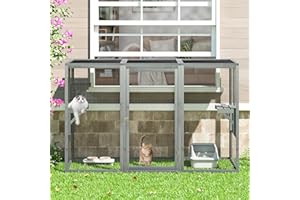COZIVVOVV Catio Outdoor Cat Enclosure, Large 71" Catio Window, Heavy Duty Steel Mesh Cat Patio with Lockable Door, Large Catios for Balcony, Grey