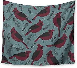 Kess interno de 68 x 80 pulgadas Michelle Drew"rojo" pájaros de