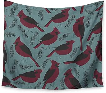 Kess interno de 68 x 80 pulgadas Michelle Drew"rojo" pájaros de