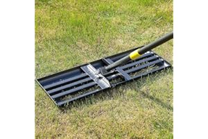 POPOHOSER Lawn Leveling Rake, 30"x10" Levelawn Tool, 5FT Adjustable Handle Leveling Tool Heavy Duty Stainless Steel Lawn Leveler for Yard Garden Golf Course Soil Grass