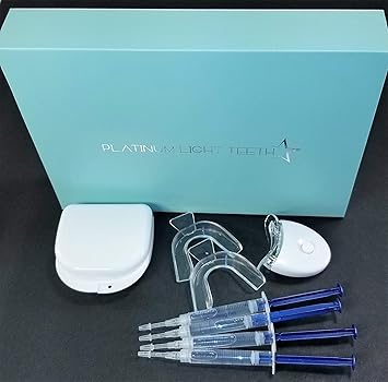 Amazon Com Platinum Light Teeth Whitening Kit With Natural Carbamide Peroxide Professional Dental Whitener Includes Accelerator Led Light For Fast Results 4 Full Syringes Custom Mouthpiece And Trays Beauty