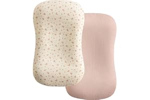 habibee Muslin Baby Lounger Cover 2 Pack, Cotton Baby Lounger Pillow Cover for Newborn, Organic Infant Lounger Cover for Boys