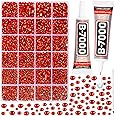 20100Pcs Red Rhinestones for Crafts with b7000 Gem Glue for Clothes Clothing, Flatback Red Rinestones Crystals Diamonds for Fabric Shoes DIY Decoration, Flat Back Red Gemstones Bulk Badazzle Kit 2-6mm