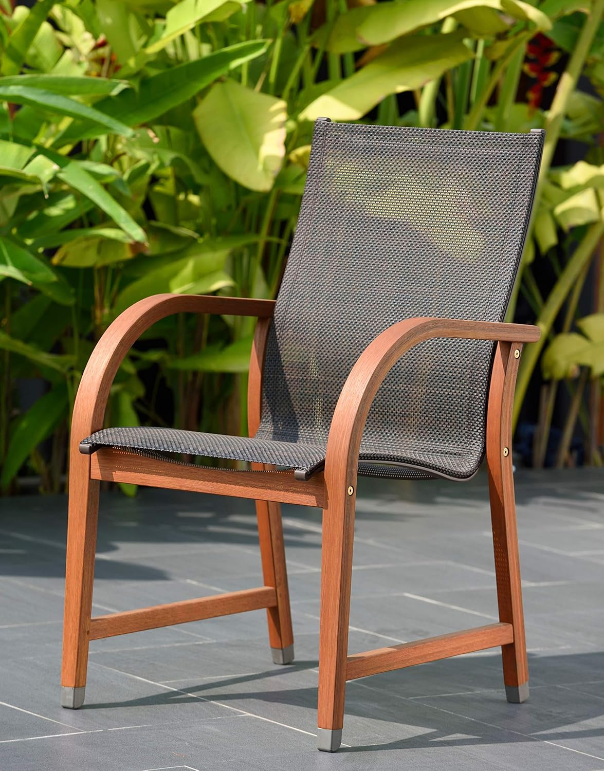 amazon outdoor chairs on Amazon Com Amazonia Bahamas 4 Piece Outdoor Dining Sling Armchair Set Eucalyptus Wood Ideal For Patio And Indoors 4 Chairs Patio Dining Chairs Garden Outdoor