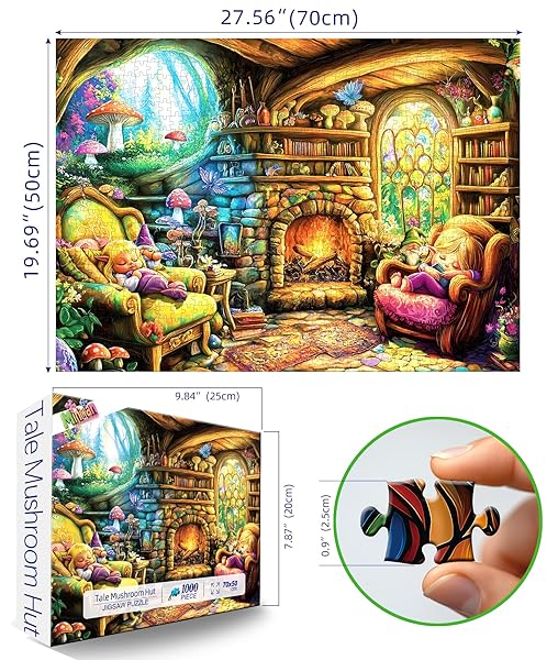 ELF MUSHROOM HOUSE 1000 PIECE PUZZLE FOR ADULTS, FUN PUZZLES FOR ADULTS 1000 PIECES WITH HD PRINT POSTER, 27.5″ X 19.7″ DUST FREE, FOR GIFTS BIRTHDAY HOLIDAY PARTY FAMILY GAMES LOVERS