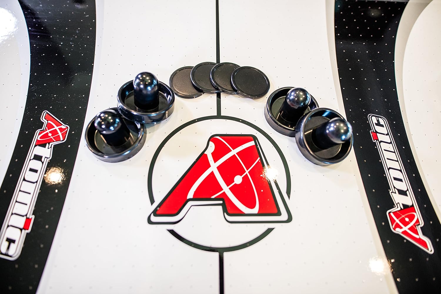 Atomic Blazer 7’ Air Hockey Table with Electronic Score Keeping with Rail-integrated Display, Heavy-duty 120V Blower for Fast Play, Overhang Rails for Reduced Puck Bounce and Leg Levelers to Ensure Even Playing Surface : Air Hockey Equipment : Sports & Outdoors