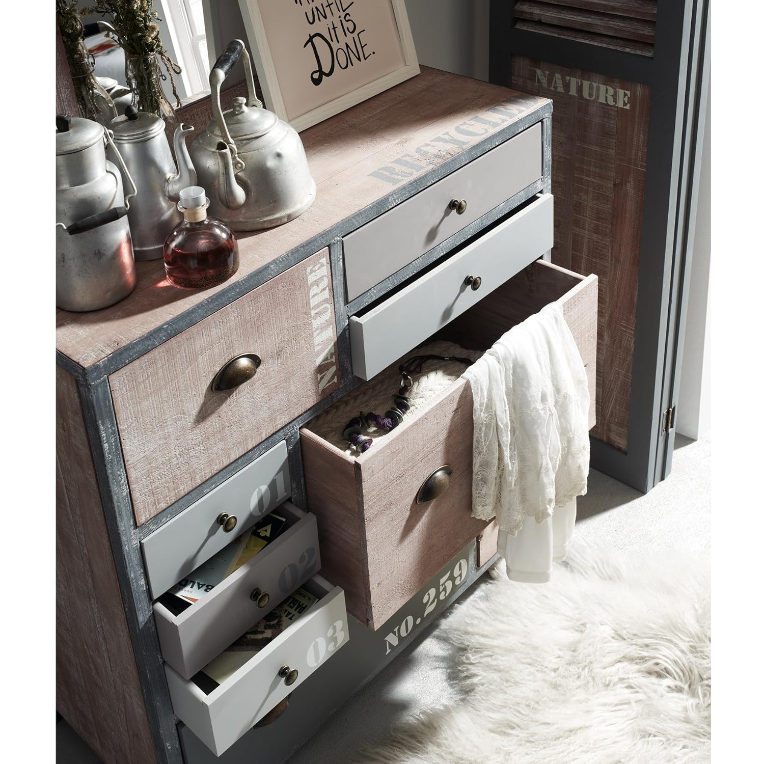 commode 9 tiroirs nature