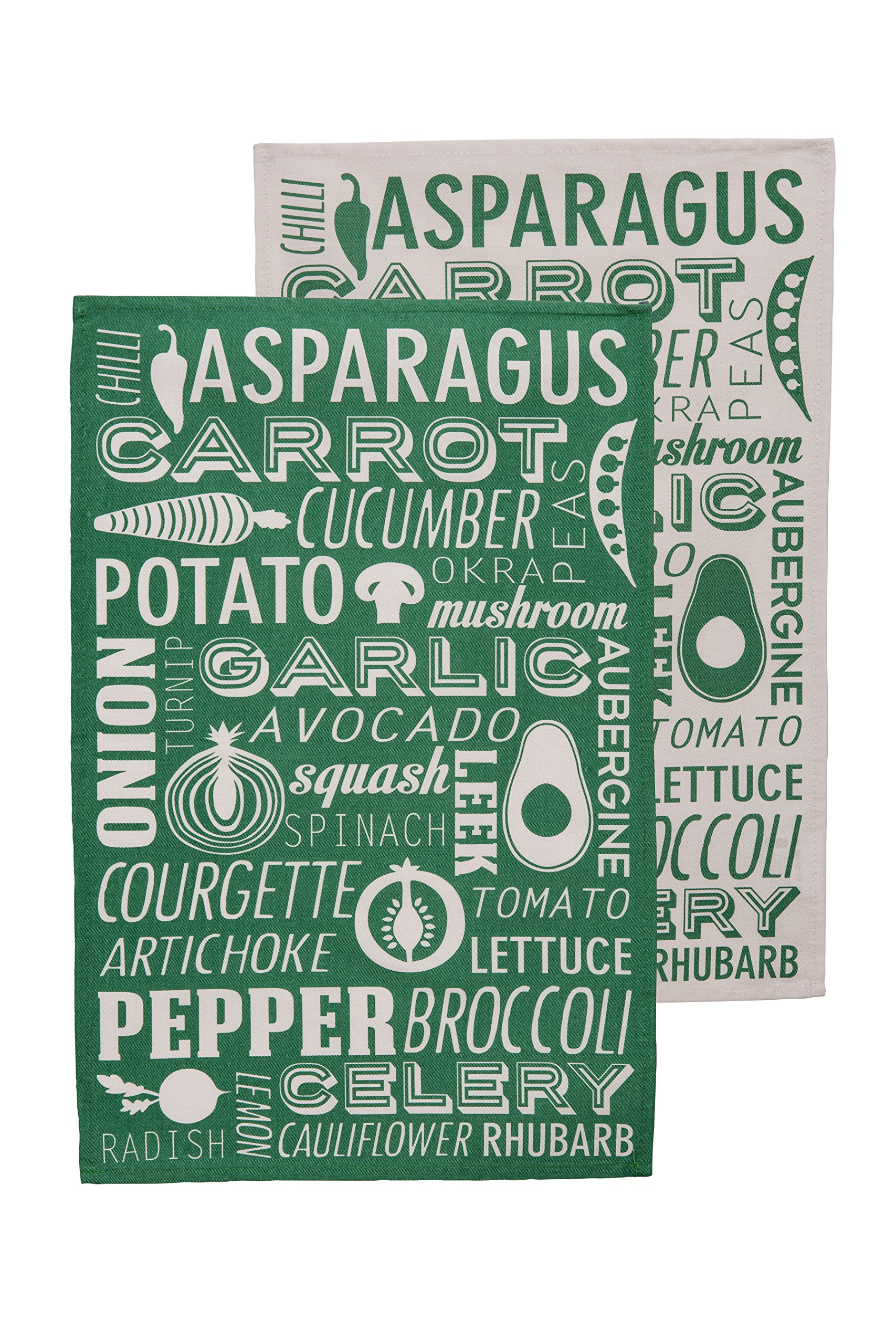 Premier Housewares Porter Tea Towels - Set of 2, Green