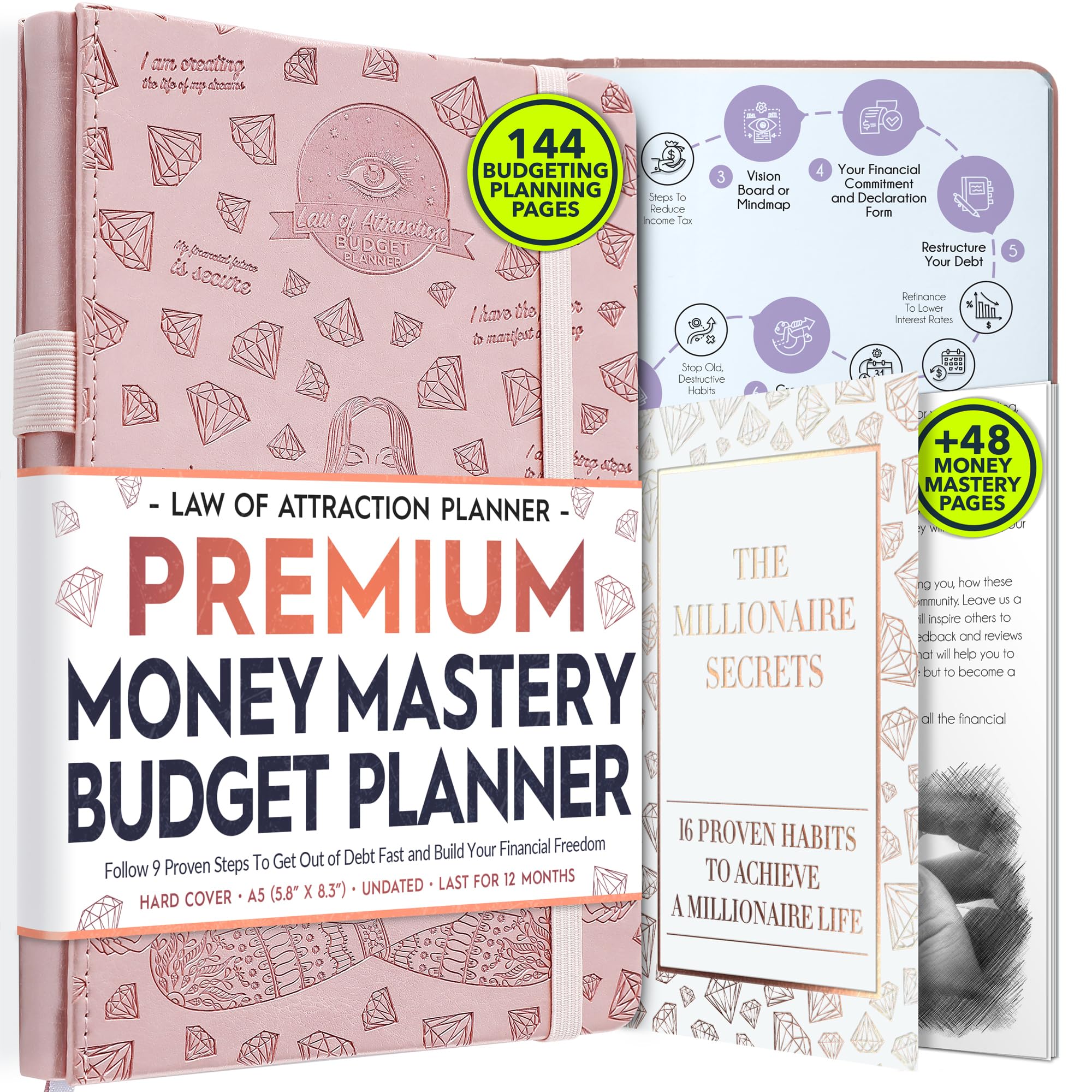 Budget Planner and Monthly Bill Organizer - Finance Planner, 12-Month Journey to Financial Freedom | Bill Payment Tracker Monthly Organizer, Money Saving & Expense Tracker | Undated Budgeting Journal