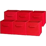 6 Pack - SimpleHouseware Foldable Cube Storage Bin, Red