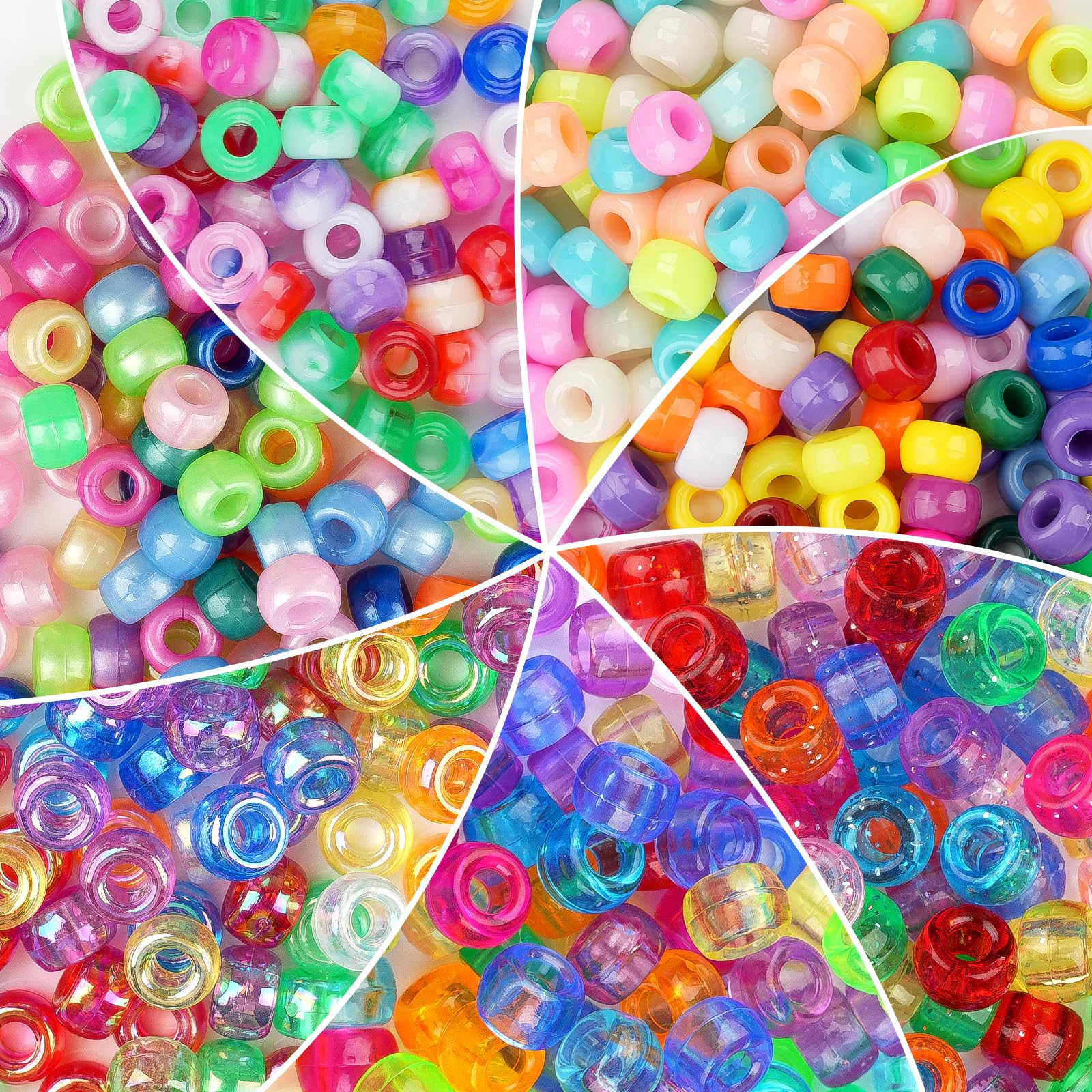 Pony Beads - Vaktop 700PCS Beads for Jewelry Making, Multicolor Plastic Bead Hair Bead for Braids - for DIY Art Bracelet Necklace Jewellery (7 Styles)