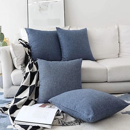 Home Brilliant Set Of 4 Lined Linen Textured Decorative Winter