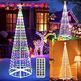 iBaycon Outdoor Christmas Tree, 6.9FT 298 LED Color Changing Christmas Tree Lights with Remote Control, Timer & Waterproof Design for Home Party Christmas Decorations (Warm White to Multicolor)