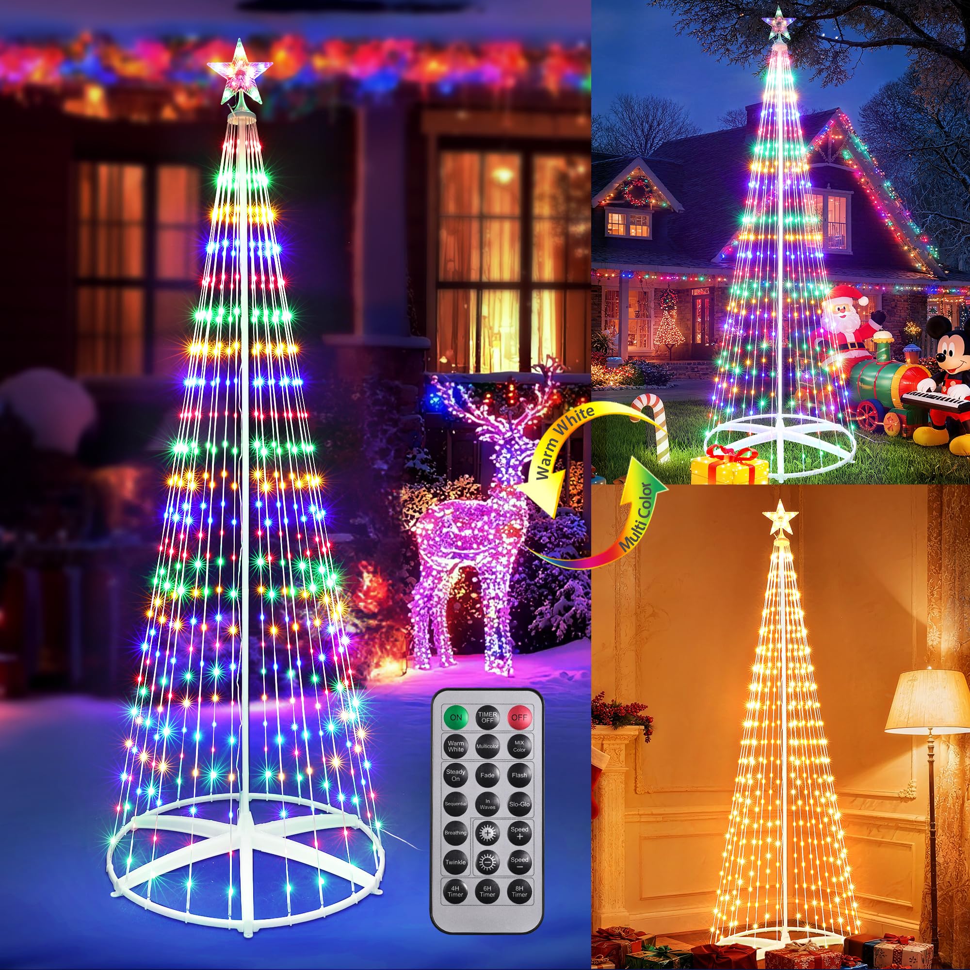Photo 1 of iBaycon Outdoor Christmas Tree, 9.5FT 478 LED Color Changing Christmas Tree Lights with Remote Control, Timer & Waterproof Design for Home Party Christmas Decorations (Warm White to Multicolor)