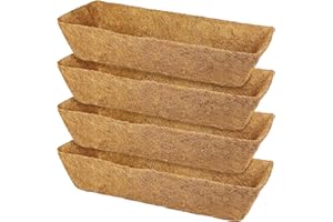 Karlliu 4 Pack 24 Inch Trough Coconut Liners for Window Box Deck Planter Natural Coco Fiber Replacement Liner for Outdoor Plants Rectangular Coir Planters for Porch Balcony Garden Decor