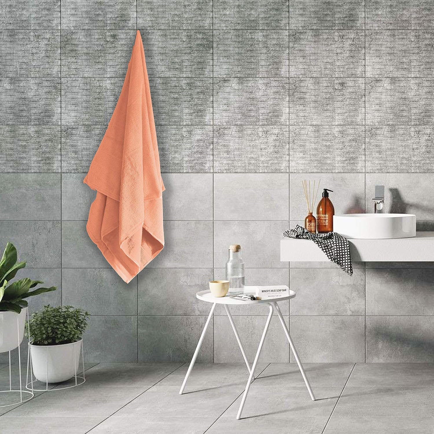 Elvana Home 4 Pack Bath Towel Set 27x54, 100% Ring Spun Cotton, Ultra Soft Highly Absorbent Machine Washable Hotel Spa Quality Bath Towels for Bathroom, 4 Bath Towels Peach: Kitchen & Dining