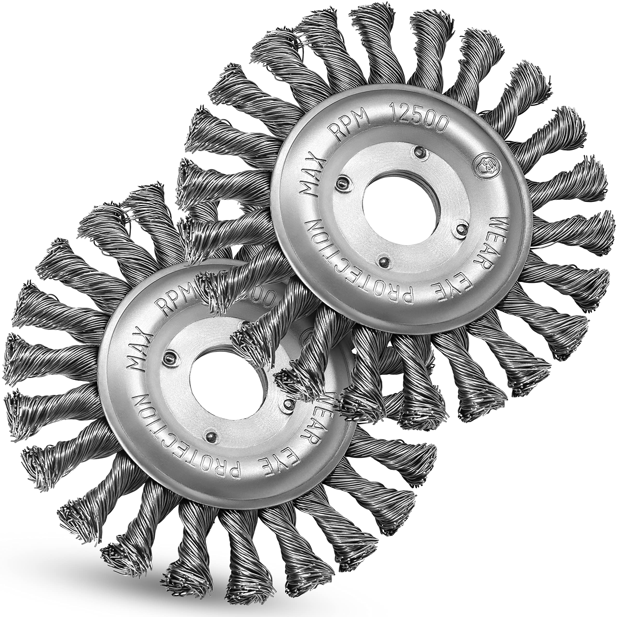 S&R Carbon Steel 125 x 22.2 mm 2-Piece Braid Round Brush Set with Robust Braided Wire Bristles for Angle Grinder