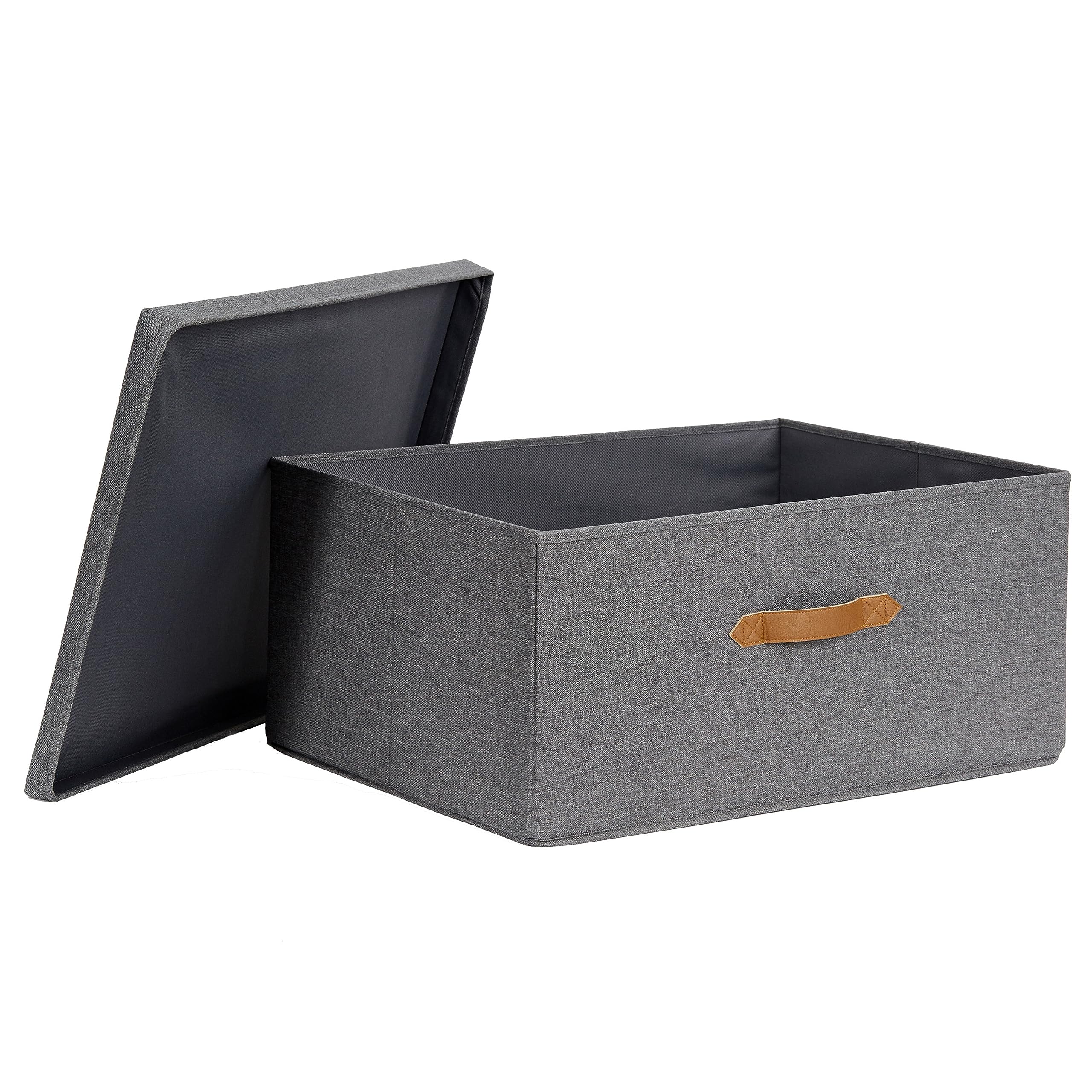 LOVE IT STORE IT Premium Storage Box with Lid - Box Made of Linen Fabric - Large and Sturdy Box - Grey - 54 x 40 x 25 cm