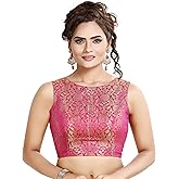 Madhu Fashion Women's Traditional Rich Banaras Brocade Sleeveless Readymade Saree