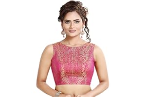 Madhu Fashion Women's Traditional Rich Banaras Brocade Sleeveless Readymade Saree