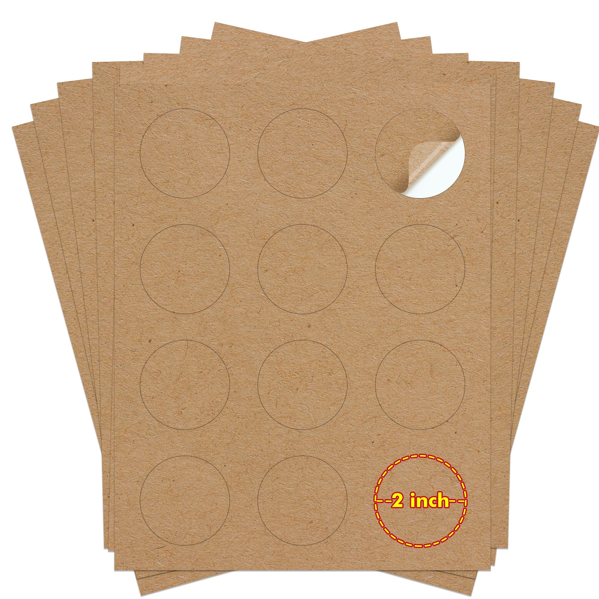 Photo 1 of Koala Kraft Brown Round Labels 2 Inch, Printable Circle Stickers for Inkjet and Laser Printers, 300 Labels for Logo, Jar