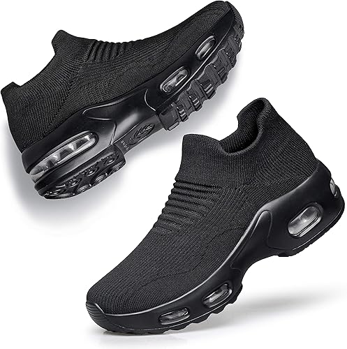 ladies black walking trainers