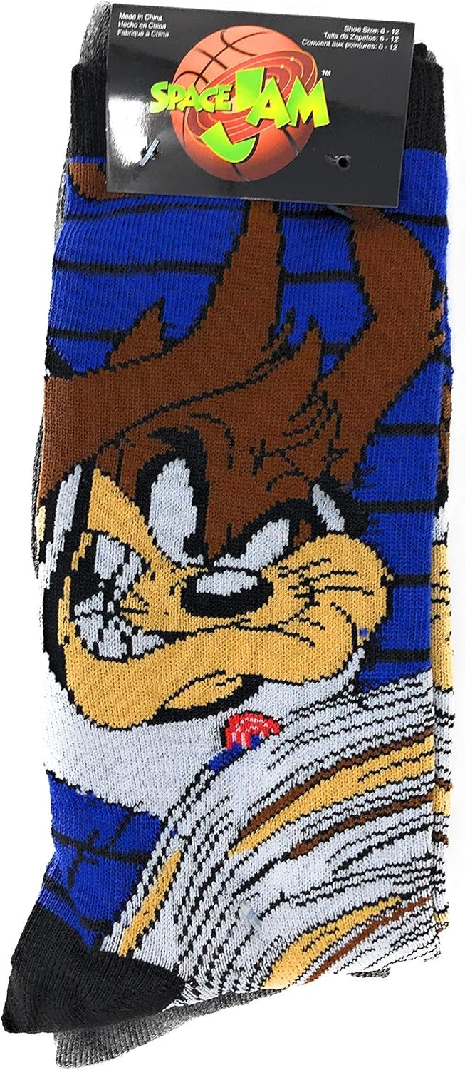 amazon com space jam tasmanian devil sublimation socks 2 pairs shoe size 6 12 clothing amazon com