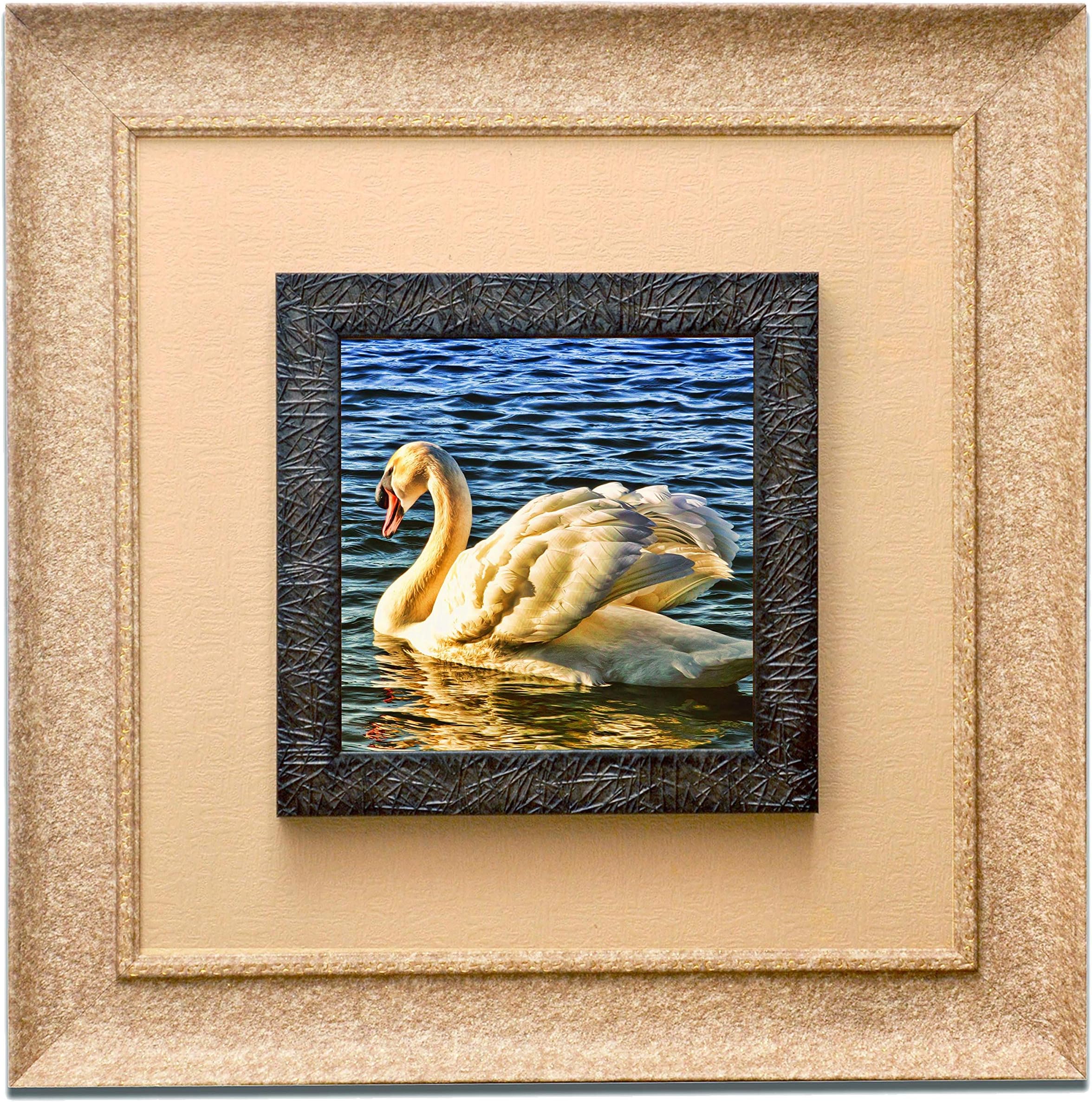 Wens 'White Swan' Wall Art Painting (PS Wood, 41 cm x 41 cm x 3.75 cm) (WSP-15037)