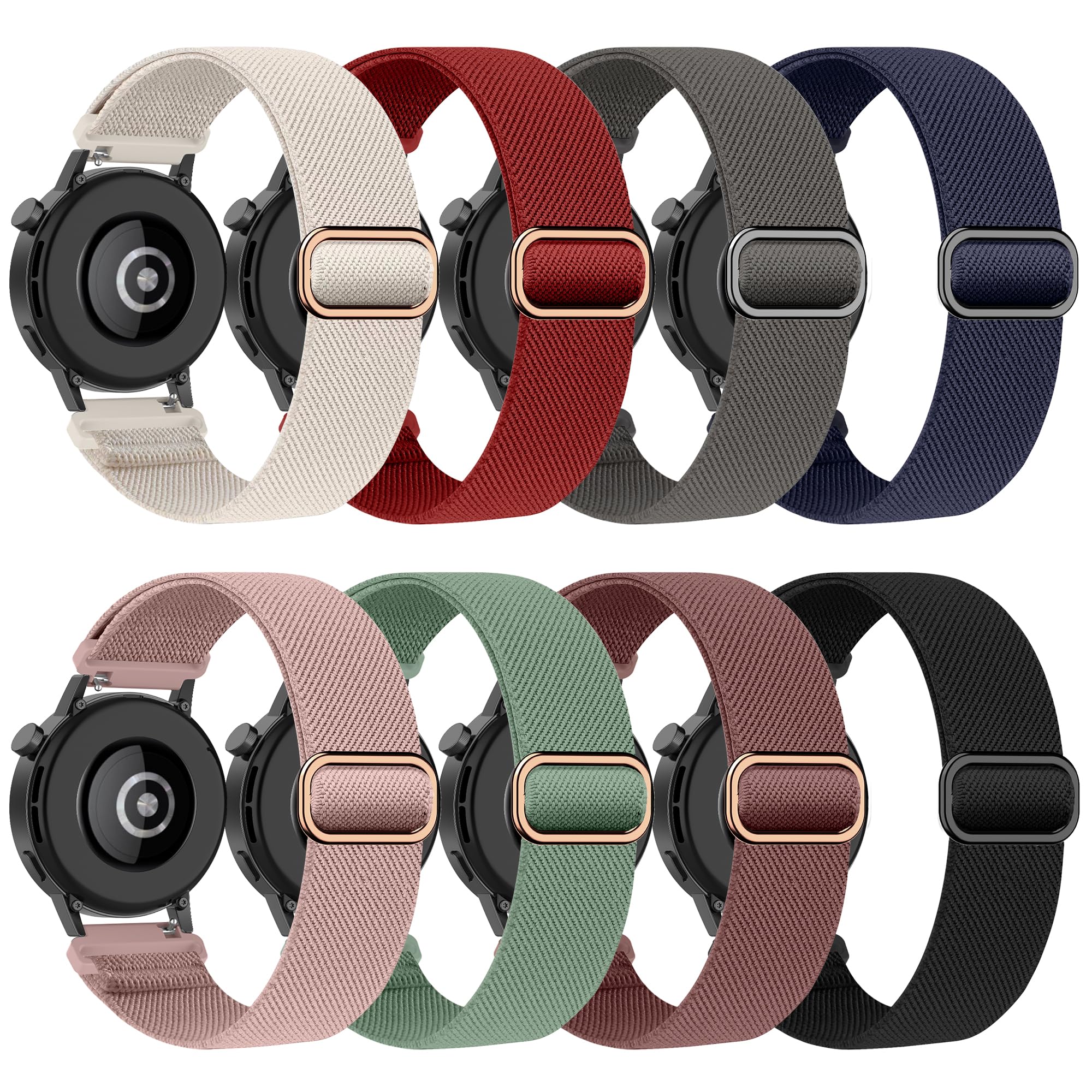Wizvv 8 Color 20mm Nylon Fabric Straps Loops for Huawei GT2 GT3 42mm,Stretchy Quick Release Band Bracelet Replacement for Huawei Smart Watch