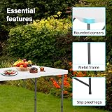 Vivo Technologies 6Ft Trestle Folding Table Heavy Duty Plastic Top White view 6
