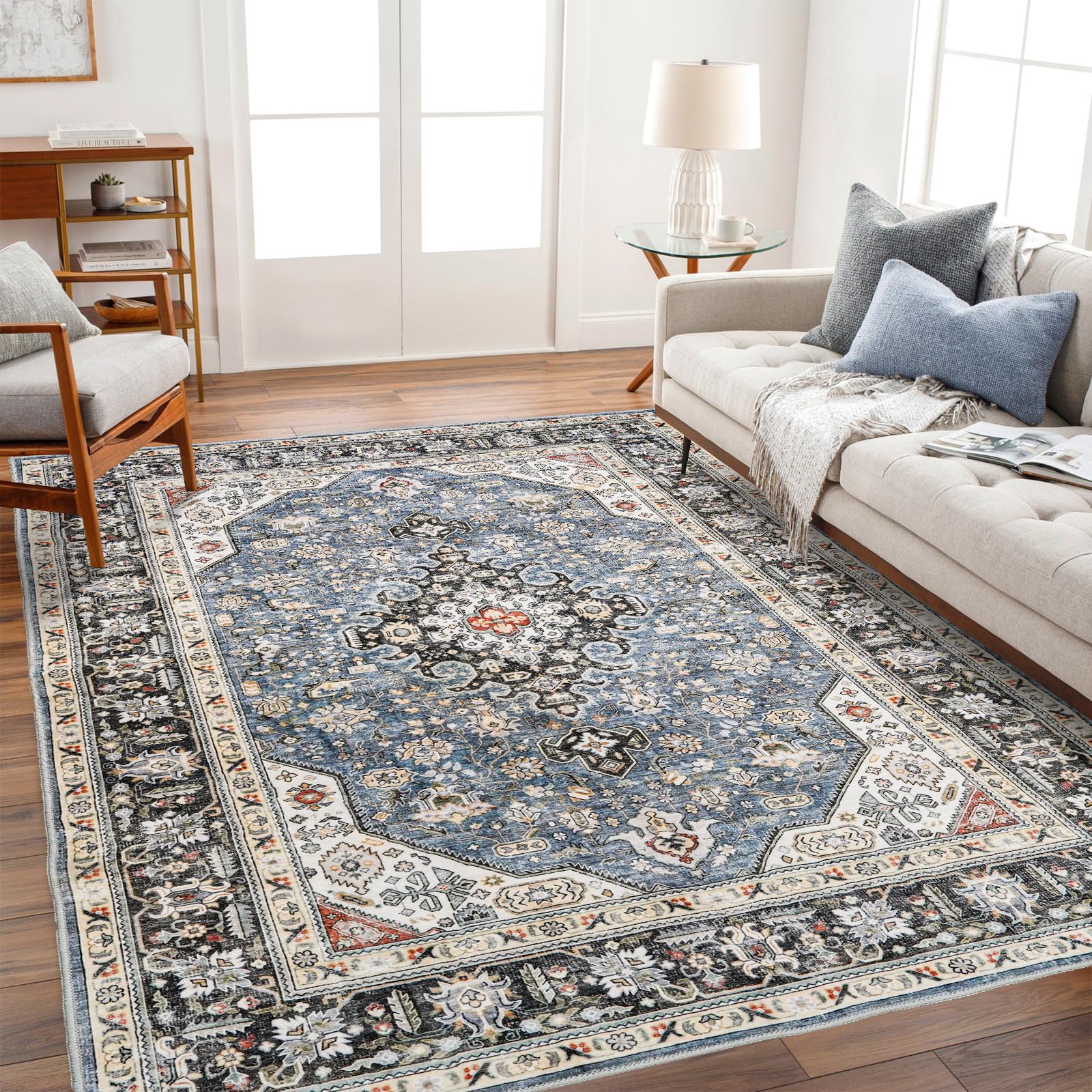 HILORUUG Washable Area Rug - 6x9 Bedroom Living