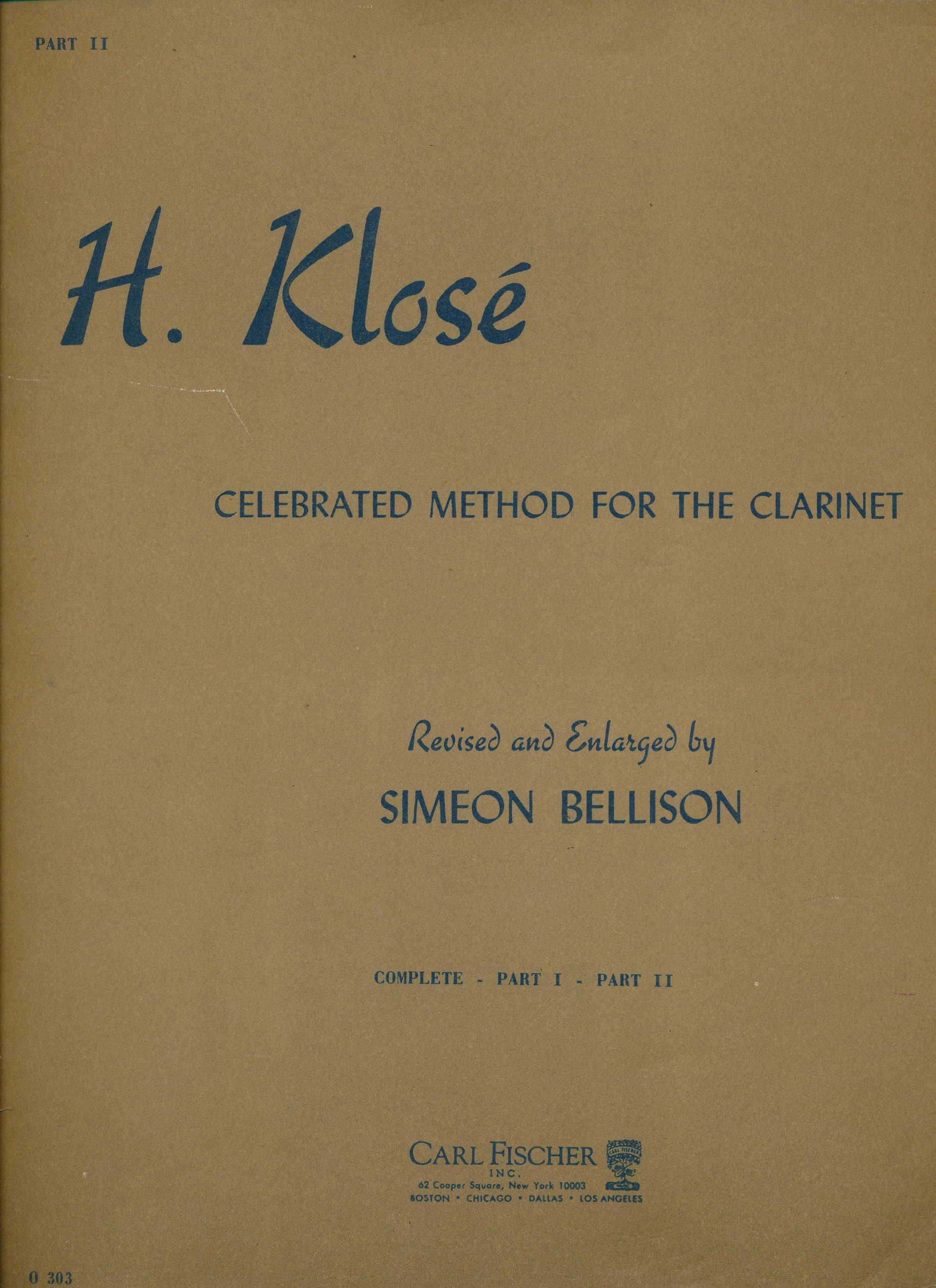 H Klose Celebrated Method For The Clarinet Part Ii H - 