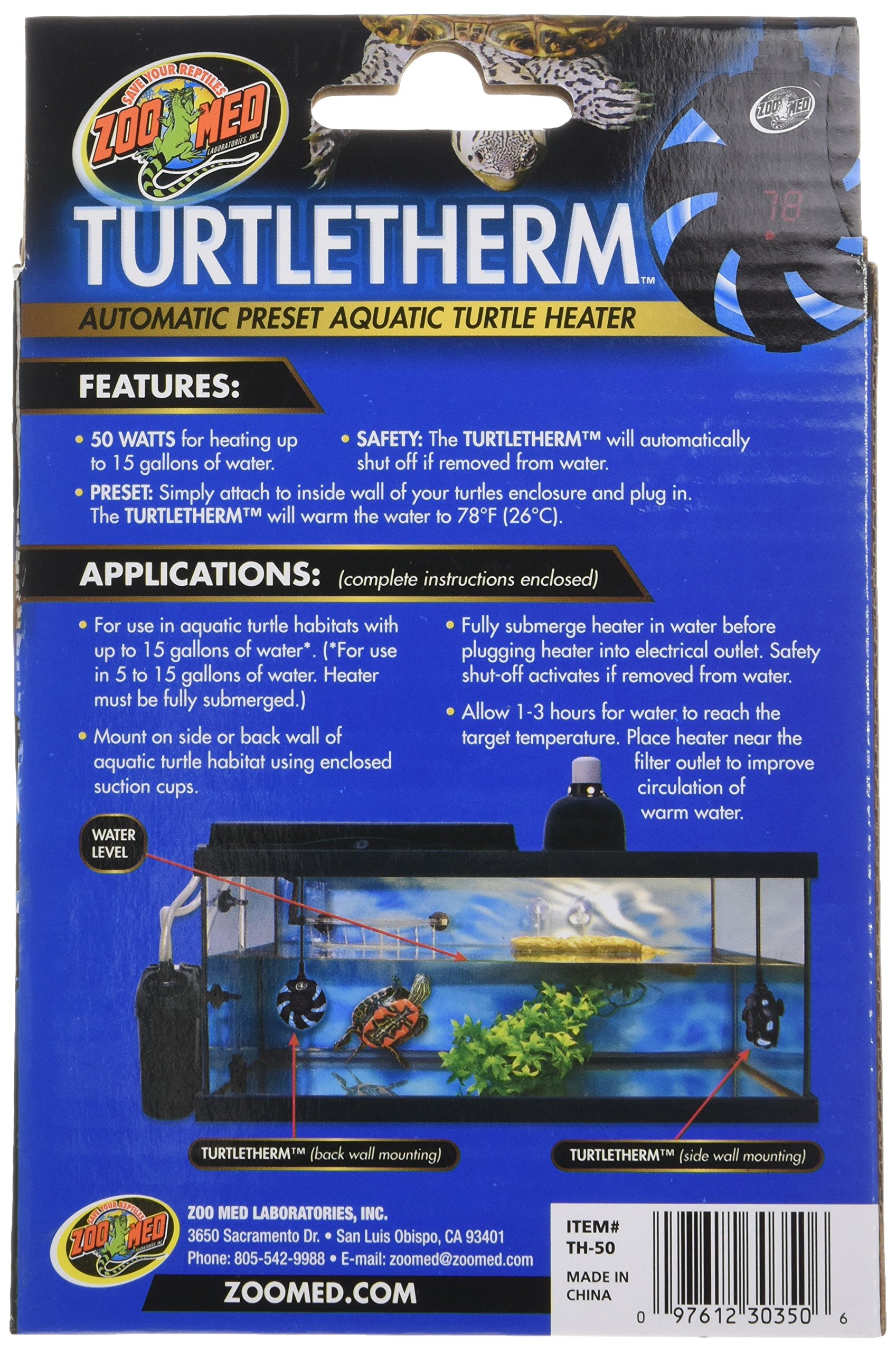 Zoo Med Labs 50W Turtletherm Aquatic Turtle Heater 97612303506 eBay