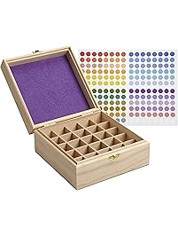 SOLIGT 25 Slot Wooden Essential Oil Box/case, holds 25 5-5ml&10ml Roller Bottles, Perfect Essential Oil Storage/organizer Case For Travel and Presentation(inner diameter height 3.5 inches)