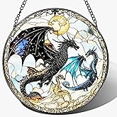 Dragon Stained Glass Window Hanging, 8 Inch Sun Catchers Indoor Window, Suncatchers for Windows Hanging, Home Decor and Christmas, Holiday, Mother's Day, Father's Day, Birthday Gifts for Women, Men