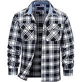 TACVASEN Mens Flannel Shirt Long Sleeve Plaid Shirts Cotton Lightweight Casual Button Down Work Shirt with 2 Pockets