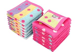 ORIGINAL KIDS Wash Cloth - Bath Time Sugar and Spice Set of 12 Washcloths - 100% Cotton Jacquard Super Soft Colorful Absorbent Quick Dry Easy Care Face Towel Face Cloth Gift - 12x12 - Pink Multicolor
